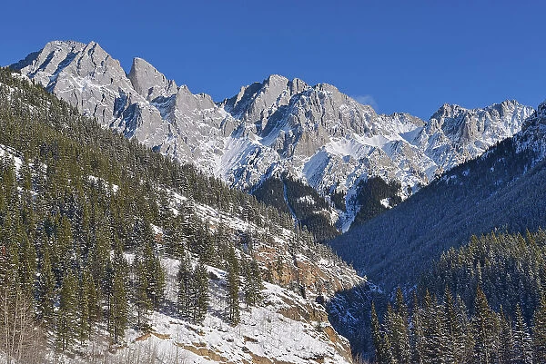 Mount Kidd in Spray Valley Provincial Park, Canadian Rockies in winter, Highwood Pass, Kananaskis Country, Alberta, Canada
