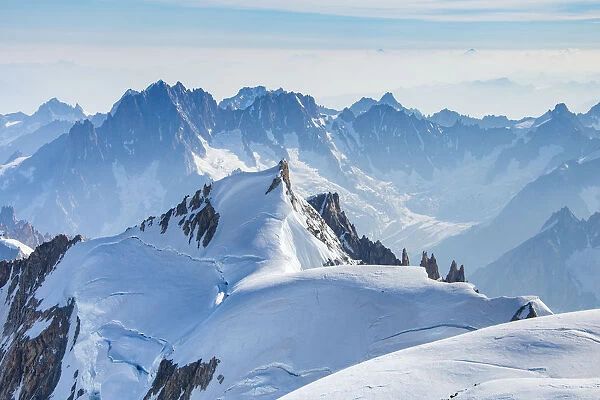 Mount Maudit and others 4000 peak of Blanc group, by aerial view over Mont Banc summit