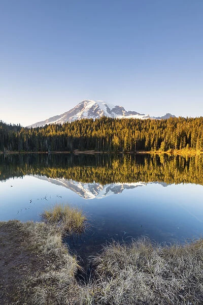 Mount Rainier reflecting in Reflections Lake, Mount Rainier National Park, Washington
