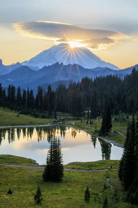 Framed Print : Mount Rainier and Tipsoo Lake, Mount Rainier National Park, Washington, USA