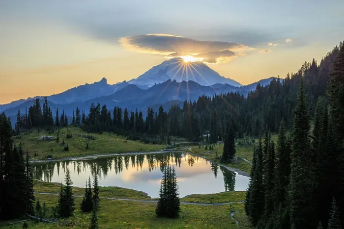 Framed Print : Mount Rainier and Tipsoo Lake, Mount Rainier National Park, Washington, USA