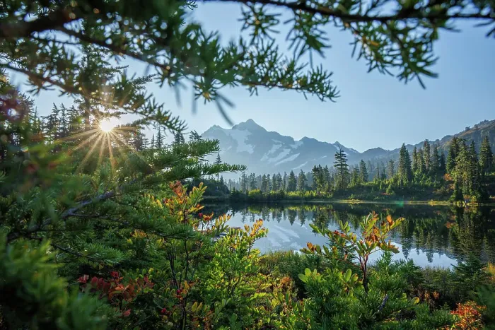 Framed Print : Mount Shuksan reflected in Mirror Lake, North Cascades National Park, Washington, USA