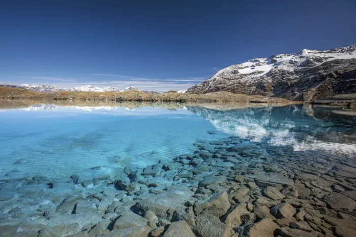 Framed Print : Mount Sobretta reflecting in the crystal clear water of Bei Laghetti - Alpi Framed Print : Mount Sobretta reflecting in the crystal clear water of Bei Laghetti - Alpi