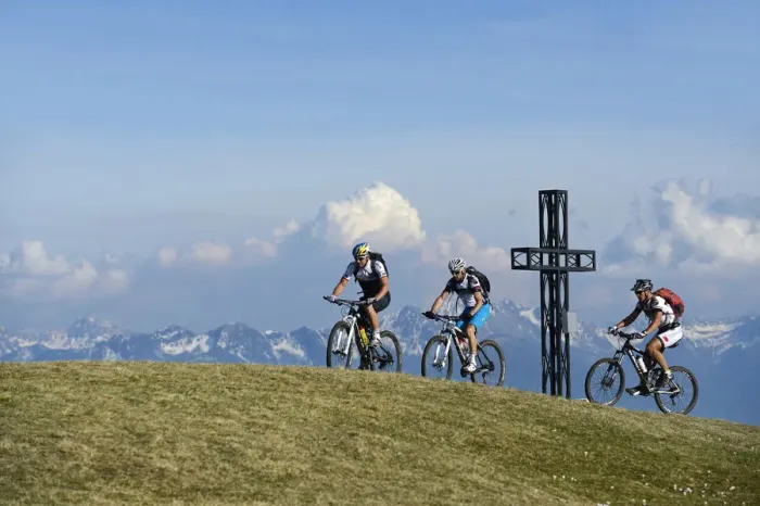 Framed Print : Mountain biker on Monte Roen, Wine Route, Tramin, South Tyrol, Italy, Europe Framed Print : Mountain biker on Monte Roen, Wine Route, Tramin, South Tyrol, Italy, Europe