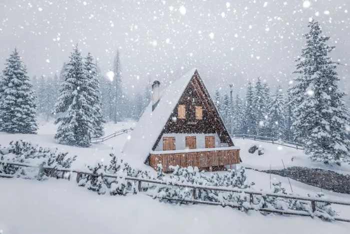 Framed Print : mountain chalet in winter under a heavy snowfall, malga ciapela, rocca pietore, belluno Framed Print : mountain chalet in winter under a heavy snowfall, malga ciapela, rocca pietore, belluno