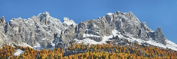Mountain impression Cadini di Misurina with larch forest - Italy, Veneto, Belluno
