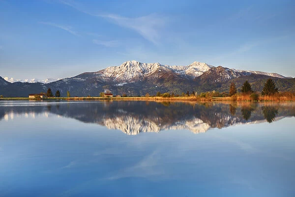 Mountain impression reflection of Herzogstand in Eichsee - Germany, Bavaria