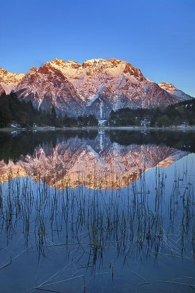 Mountain impression reflection Karwendekl in Luttensee - Germany, Bavaria, Upper Bavaria