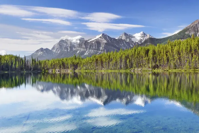 Framed Print : Mountain landscape at Herbert Lake - Canada, Alberta, Banff National Park Framed Print : Mountain landscape at Herbert Lake - Canada, Alberta, Banff National Park