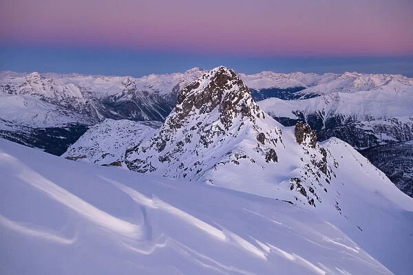 Mountain landscape from italian Alps during a winter sunrise