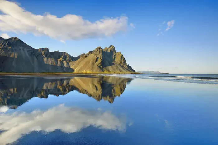 Framed Print : Mountain landscape at Vestrahorn and ocean - Iceland, Eastern Region, Hofn, Stokksnes Framed Print : Mountain landscape at Vestrahorn and ocean - Iceland, Eastern Region, Hofn, Stokksnes