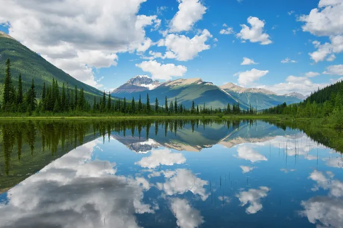 Framed Print : Mountain reflection in lake, Canadian Rockies, Alberta, Canada Framed Print : Mountain reflection in lake, Canadian Rockies, Alberta, Canada