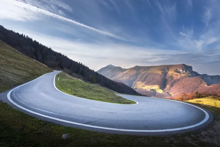 Framed Print : Mountain road at golden hour Europe, Italy, Trentino Alto Adige, Trento district Framed Print : Mountain road at golden hour Europe, Italy, Trentino Alto Adige, Trento district