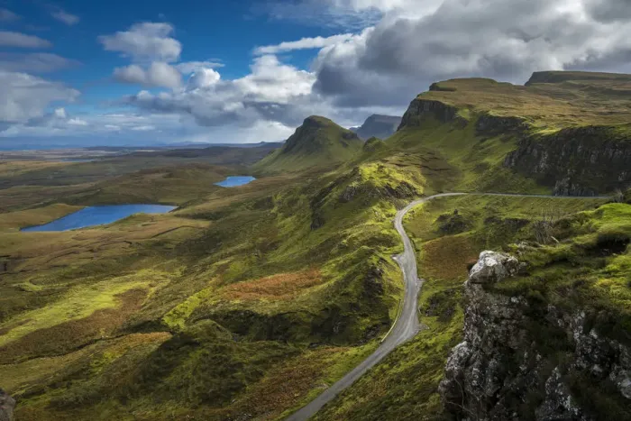 Framed Print : Mountain road on Quiraing, Isle of Skye, Highland Region, Scotland, United Kingdom