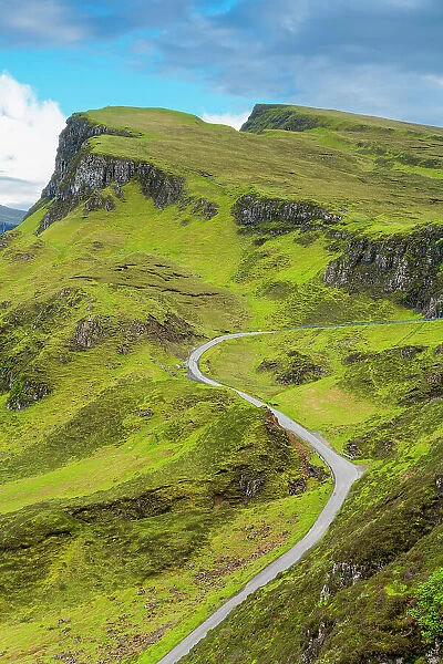Mountain road on Quiraing, Isle of Skye, Highland Region, Scotland, United Kingdom