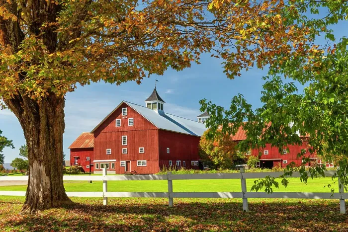 Framed Print : Mountain View Farm in Autumn, Burke, Vermont, New England, USA