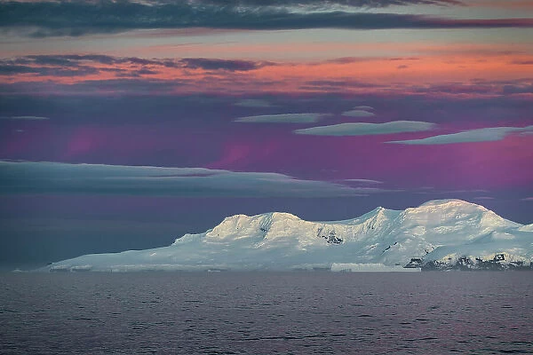 Mountains at sunset on the Lemaire Channel, Antarctica