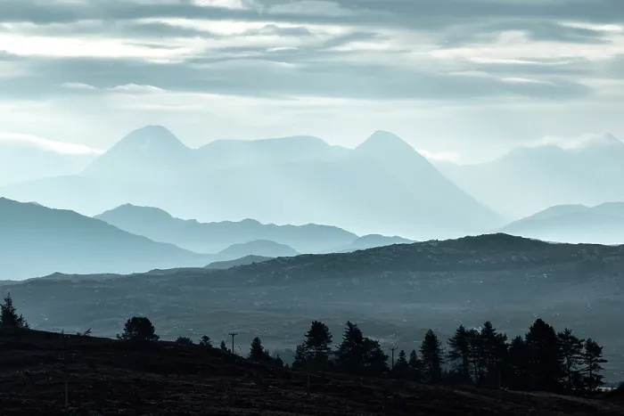 Framed Print : The mountains of Torridon from the north, near Aultbea, Highlands Region, Scotland, UK, February 2025
