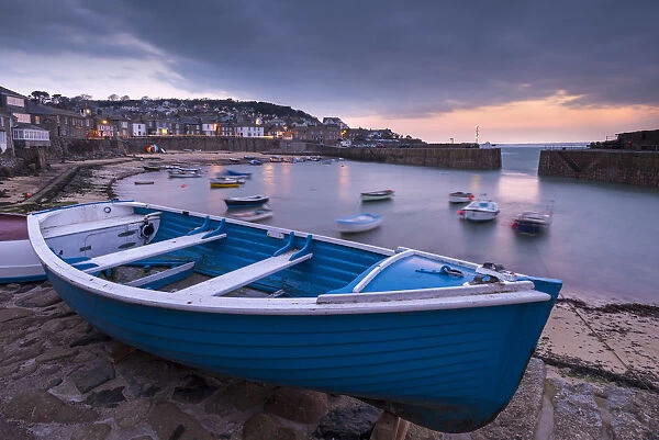 Mousehole harbour at dawn, Mousehole, Cornwall, England