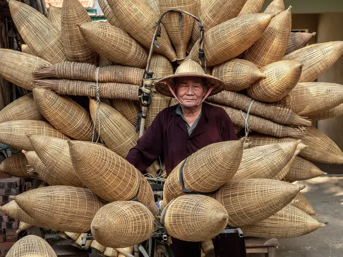 Framed Print : Mr Luong Son Bac, legendary maker of traditional bamboo fish traps, Thu Sy Village, near Hanoi, Vietnam Framed Print : Mr Luong Son Bac, legendary maker of traditional bamboo fish traps, Thu Sy Village, near Hanoi, Vietnam