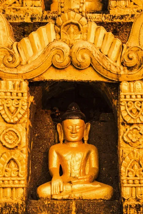 Framed Print : Mrauk-U, Rakhine state, Myanmar. Detail of a small Buddha statue in a stupa Framed Print : Mrauk-U, Rakhine state, Myanmar. Detail of a small Buddha statue in a stupa