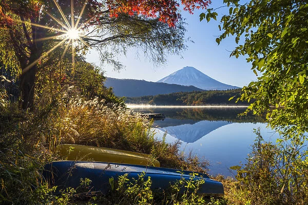 Mt. Fuji Reflecting in Lake Tanuki, Fujinomiya, Shizouka, Honshu, Japan