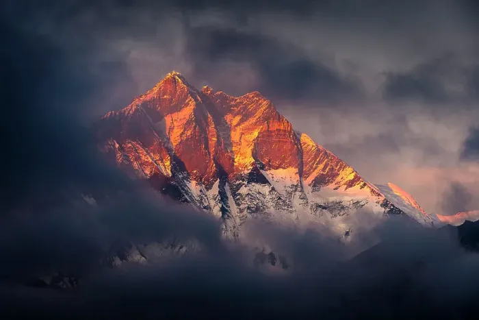 Framed Print : Mt Lhotse (8, 516m) and Lhotse Shar (8, 383m) at sunset, Tengboche, Solukhumbu, Nepal