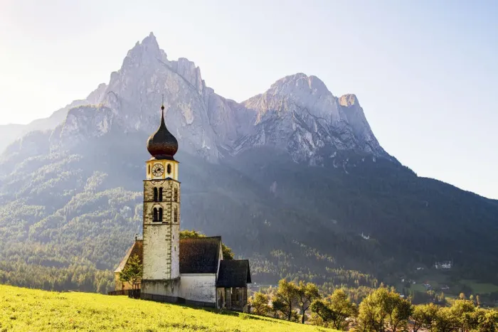 Framed Print : Mt. Schlern & St. Valentin Church, Alpe di Suisi, Dolomites, Italy Framed Print : Mt. Schlern & St. Valentin Church, Alpe di Suisi, Dolomites, Italy