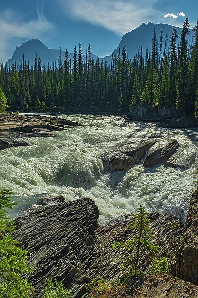 Mt. Stephen and the Kicking Horse River at the Natural Bridge Yoho National Park, British Columbia, Canada
