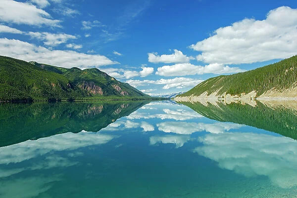 Muncho Lake reflection and the Northern Canadian Rockies Muncho Lake Provincial Park, British Columbia, Canada