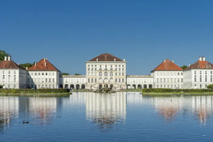 Framed Print : Munich, Bavaria, Germany. The Nymphenburg Palace with its landscape garden Framed Print : Munich, Bavaria, Germany. The Nymphenburg Palace with its landscape garden