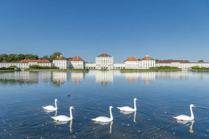 Framed Print : Munich, Bavaria, Germany. The Nymphenburg Palace with its landscape garden Framed Print : Munich, Bavaria, Germany. The Nymphenburg Palace with its landscape garden