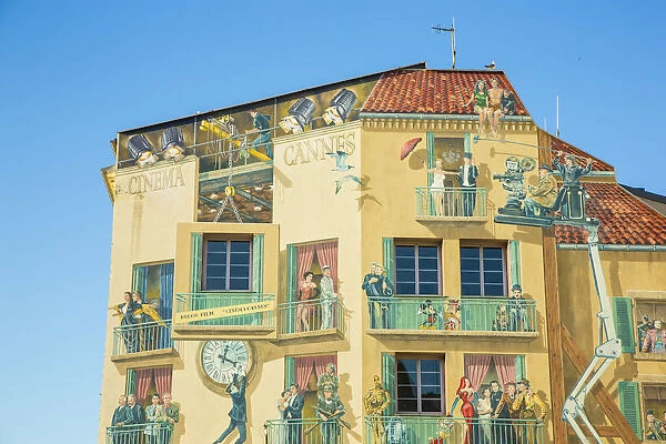 Mural on side of building, Cannes, Alpes-Maritimes, Provence-Alpes-Cote D Azur