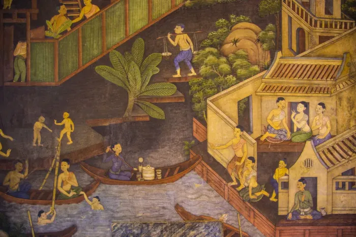 Framed Print : Mural in Wat Pho (Temple of the Reclining Buddha), Bangkok, Thailand Framed Print : Mural in Wat Pho (Temple of the Reclining Buddha), Bangkok, Thailand