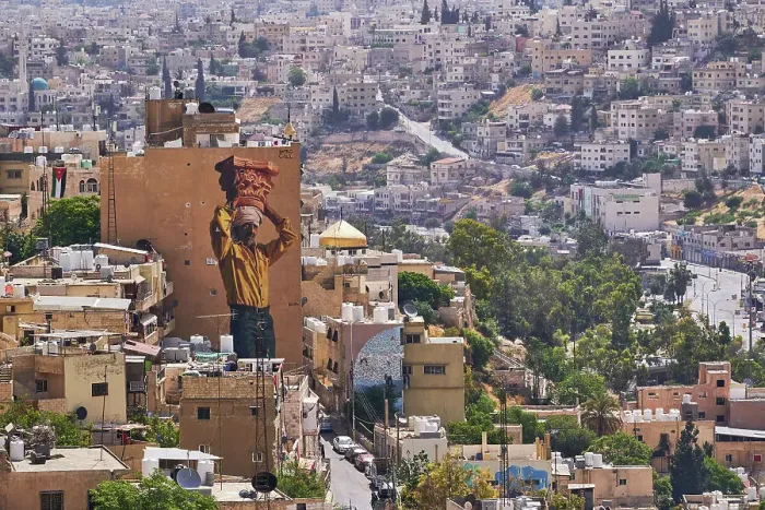 Framed Print : Murales in Amman from the Citadel, Jordan, Middle East Framed Print : Murales in Amman from the Citadel, Jordan, Middle East