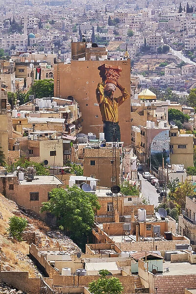Murales in Amman from the Citadel, Jordan, Middle East