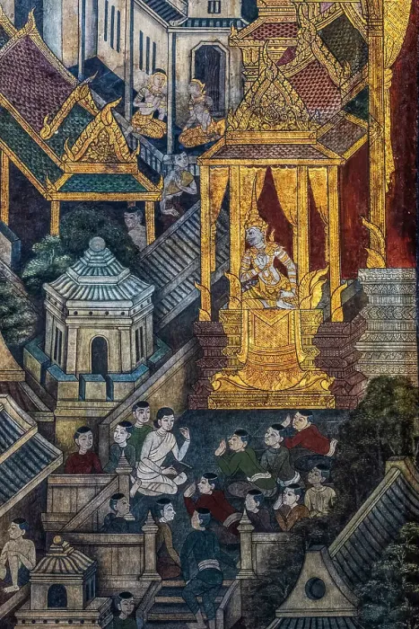 Framed Print : Murals depicting scenes from life of Buddha, Temple of the Reclining Buddha, Wat Pho, Phra Nakhon District, Bangkok, Thailand Framed Print : Murals depicting scenes from life of Buddha, Temple of the Reclining Buddha, Wat Pho, Phra Nakhon District, Bangkok, Thailand