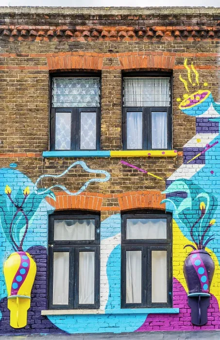 Framed Print : Murals on windows, Lambeth, London, England, UK Framed Print : Murals on windows, Lambeth, London, England, UK