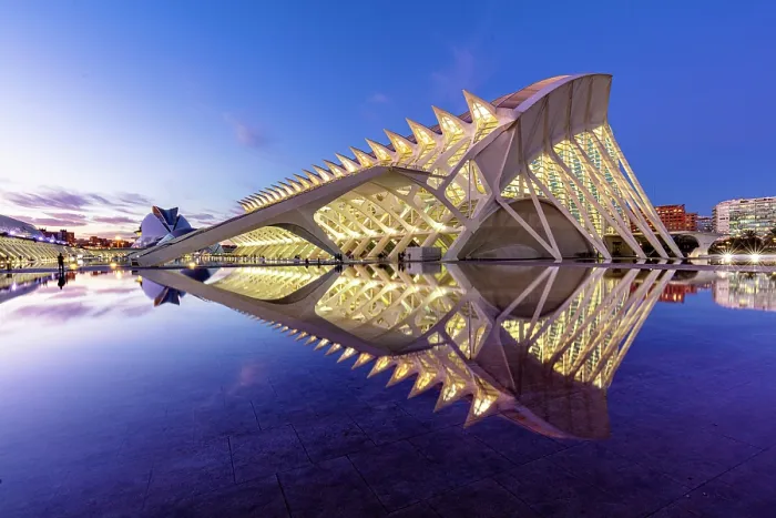 Framed Print : The Museu de les Ciencies (Science Museum) reflecting in a pool, Ciudad de los artes y ciencias (City of Arts and Sciences), Valencia, Spain Framed Print : The Museu de les Ciencies (Science Museum) reflecting in a pool, Ciudad de los artes y ciencias (City of Arts and Sciences), Valencia, Spain