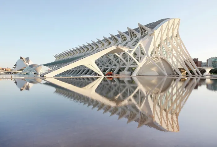Framed Print : The Museu de les Ciencies (Science Museum) reflecting in a pool, Ciudad de los artes y ciencias (City of Arts and Sciences), Valencia, Spain Framed Print : The Museu de les Ciencies (Science Museum) reflecting in a pool, Ciudad de los artes y ciencias (City of Arts and Sciences), Valencia, Spain