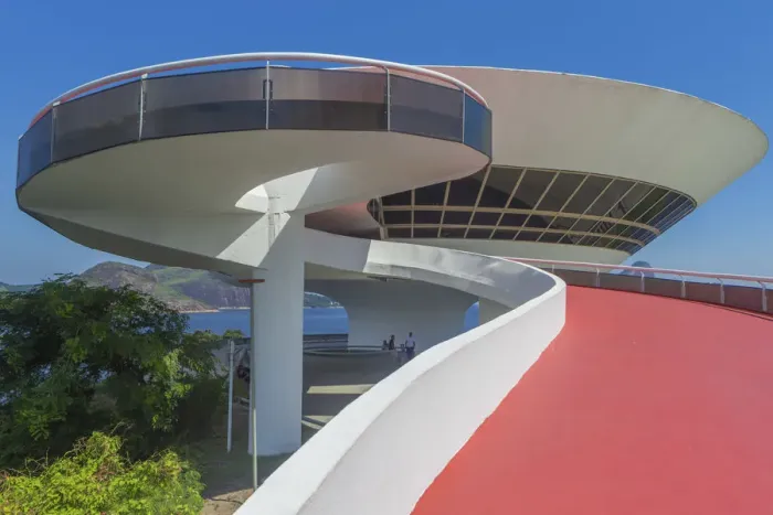 Framed Print : Museum of Contemporary art, 1996, Oscar Niemeyer, Niteroi, Rio de Janeiro state, Brazil Framed Print : Museum of Contemporary art, 1996, Oscar Niemeyer, Niteroi, Rio de Janeiro state, Brazil
