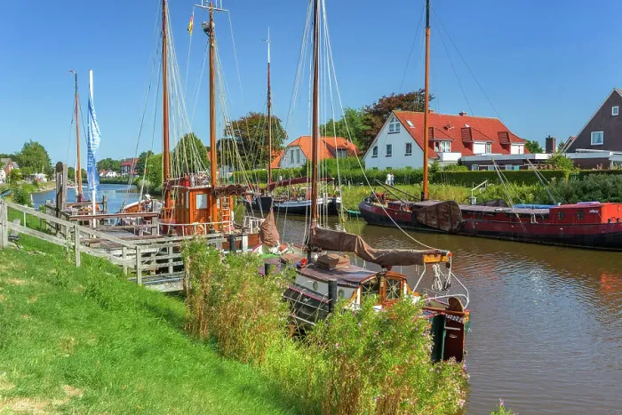 Framed Print : Museum Harbor Carolinensiel, East Friesland, Lower Saxony, Germany, Europe
