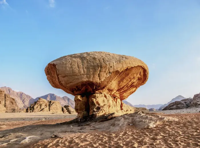 Framed Print : The Mushroom Rock Formation, Wadi Rum, Aqaba Governorate, Jordan