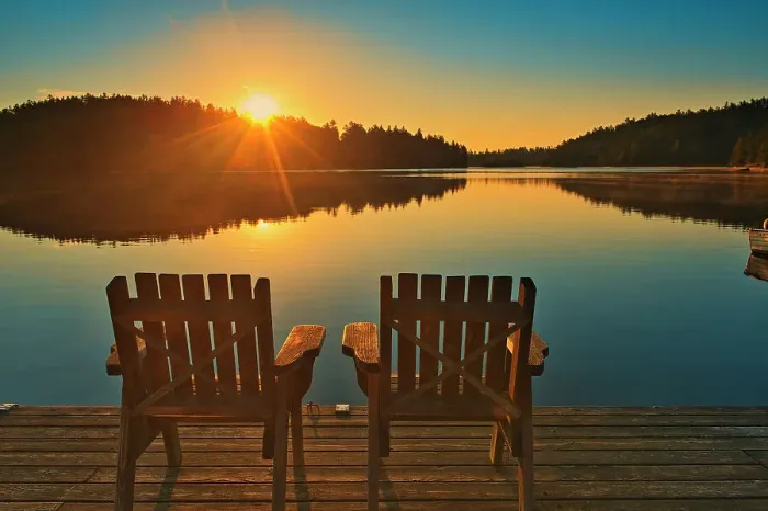 Framed Print : Muskoka chairs on Snake Island Lake (Cassels Lake) at sunrise Temagami, Ontario, Canada Framed Print : Muskoka chairs on Snake Island Lake (Cassels Lake) at sunrise Temagami, Ontario, Canada