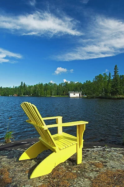 Muskoka chairs on Star Lake Whiteshell Provincial Park, Manitoba, Canada