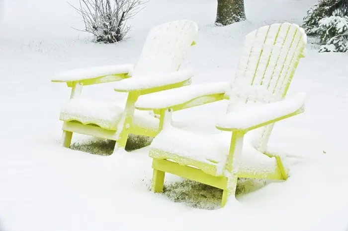 Framed Print : Muskoka chairs in winter, Winnipeg, Manitoba, Canada Framed Print : Muskoka chairs in winter, Winnipeg, Manitoba, Canada