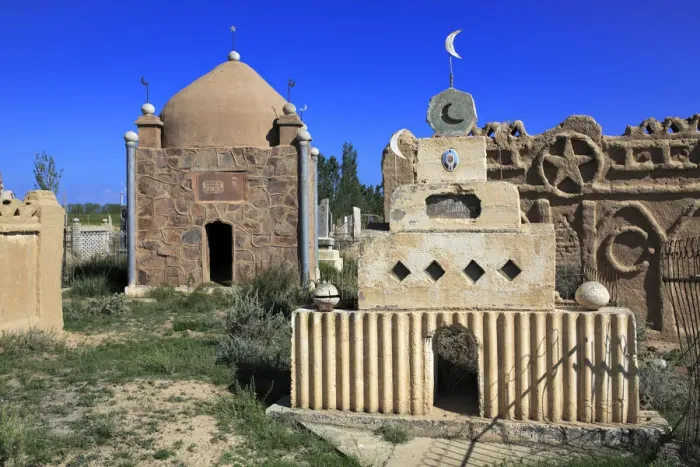 Framed Print : Muslim cemetery, Issyk Kul oblast, Kyrgyzstan