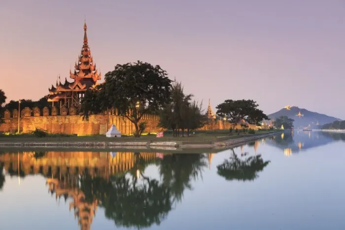 Framed Print : Myanmar (Burma), Mandalay, Moat and city fortress walls Framed Print : Myanmar (Burma), Mandalay, Moat and city fortress walls