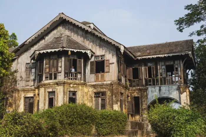 Framed Print : Myanmar (Burma), Yangon, Decaying Traditional Style Burmese Mansion Framed Print : Myanmar (Burma), Yangon, Decaying Traditional Style Burmese Mansion