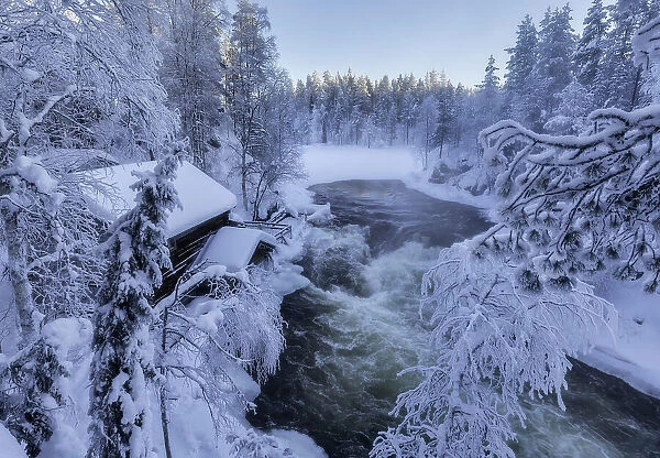 Myllykoski, the old mill along the Kitkajoki River at Oulanka National Park, Juuma, Kuusamo, Lapland, Finland